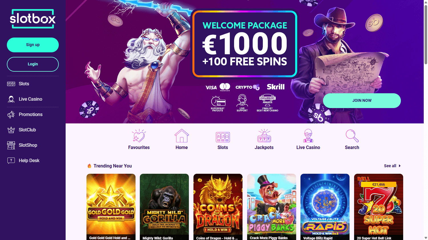 Slotbox_Casino_homepage_desktop