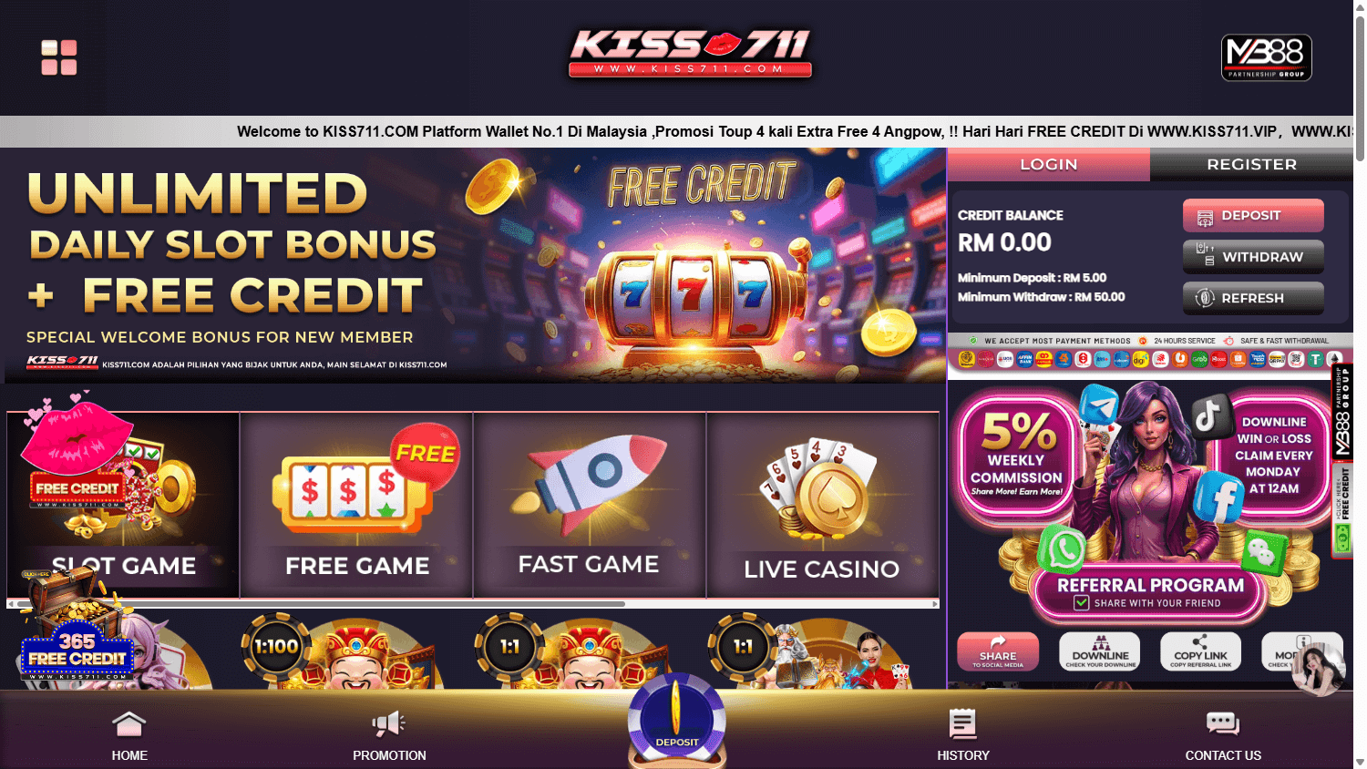 Kiss711_Casino_homepage_desktop
