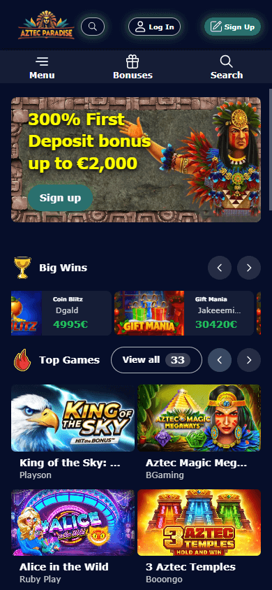Aztecparadise_Casino_homepage_mobile