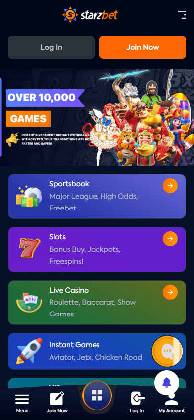 Starzbet_Casino_homepage_mobile