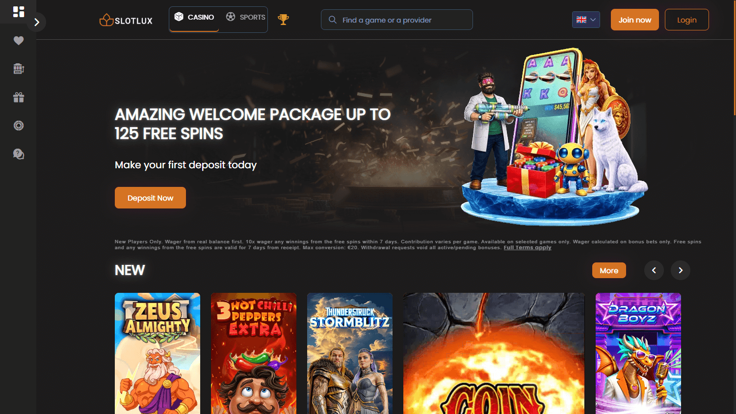 SlotLux_Casino_homepage_desktop