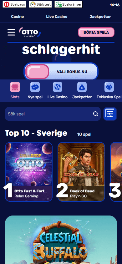 Otto_Casino_SE_homepage_mobile