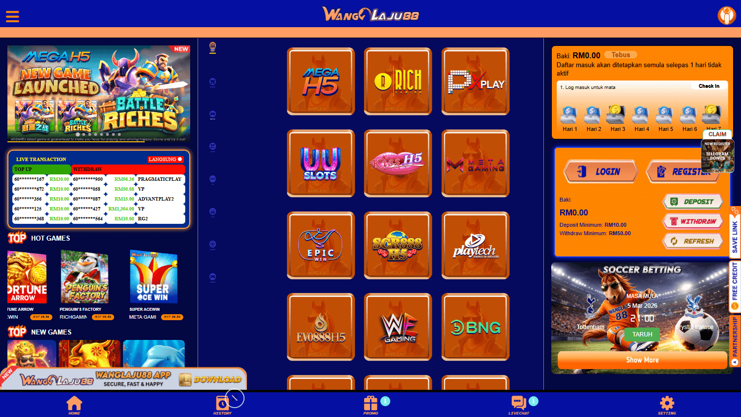 wanglaju88_casino_homepage_desktop