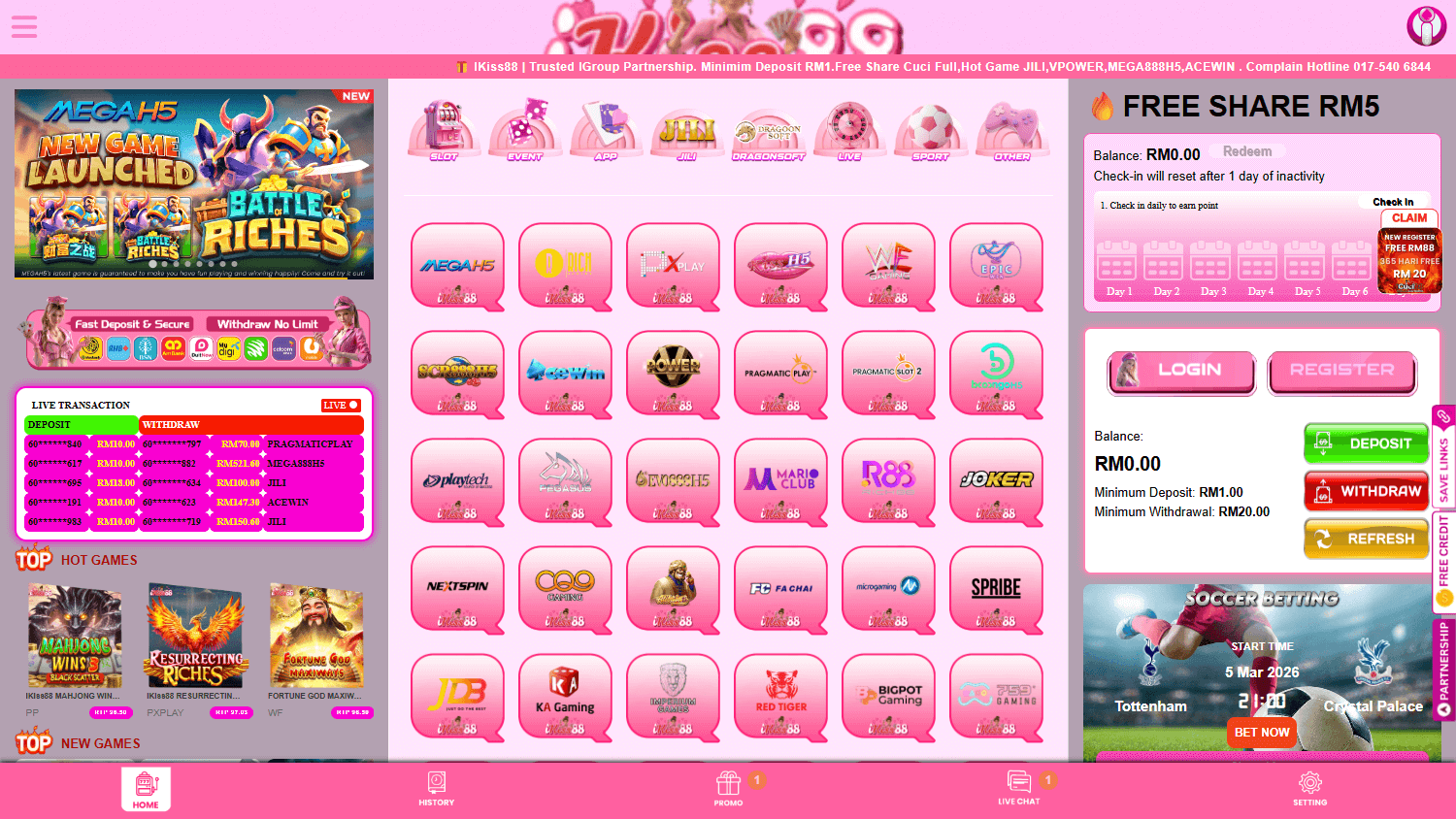 ikiss88_casino_homepage_desktop