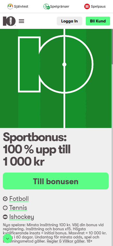 10bet_Casino_SE_homepage_mobile