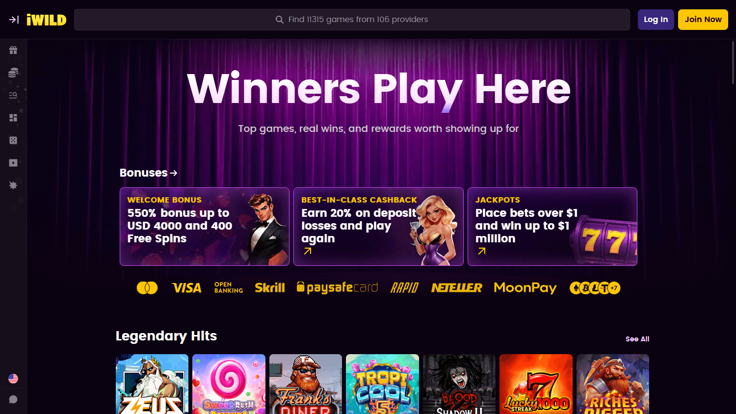 iWild_Casino_homepage_desktop