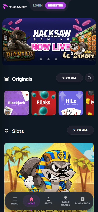 TucanBit_Casino_homepage_mobile