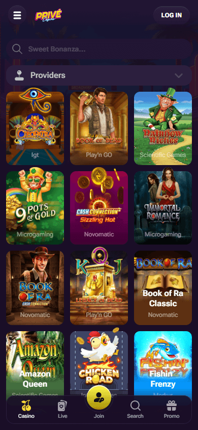 Prive_Casino_game_gallery_mobile