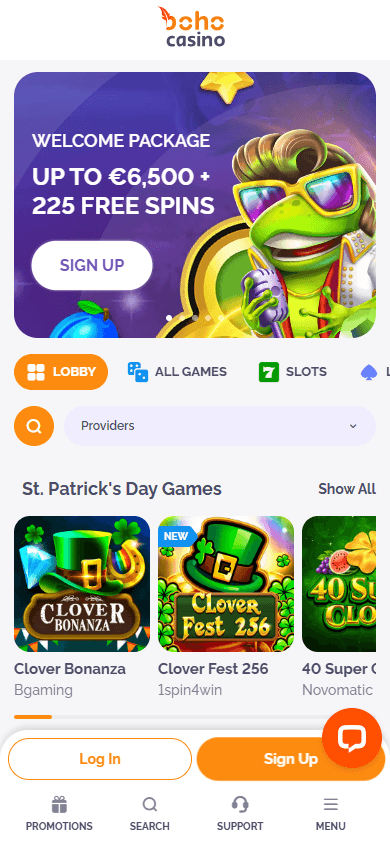 BOHO_Casino_homepage_mobile