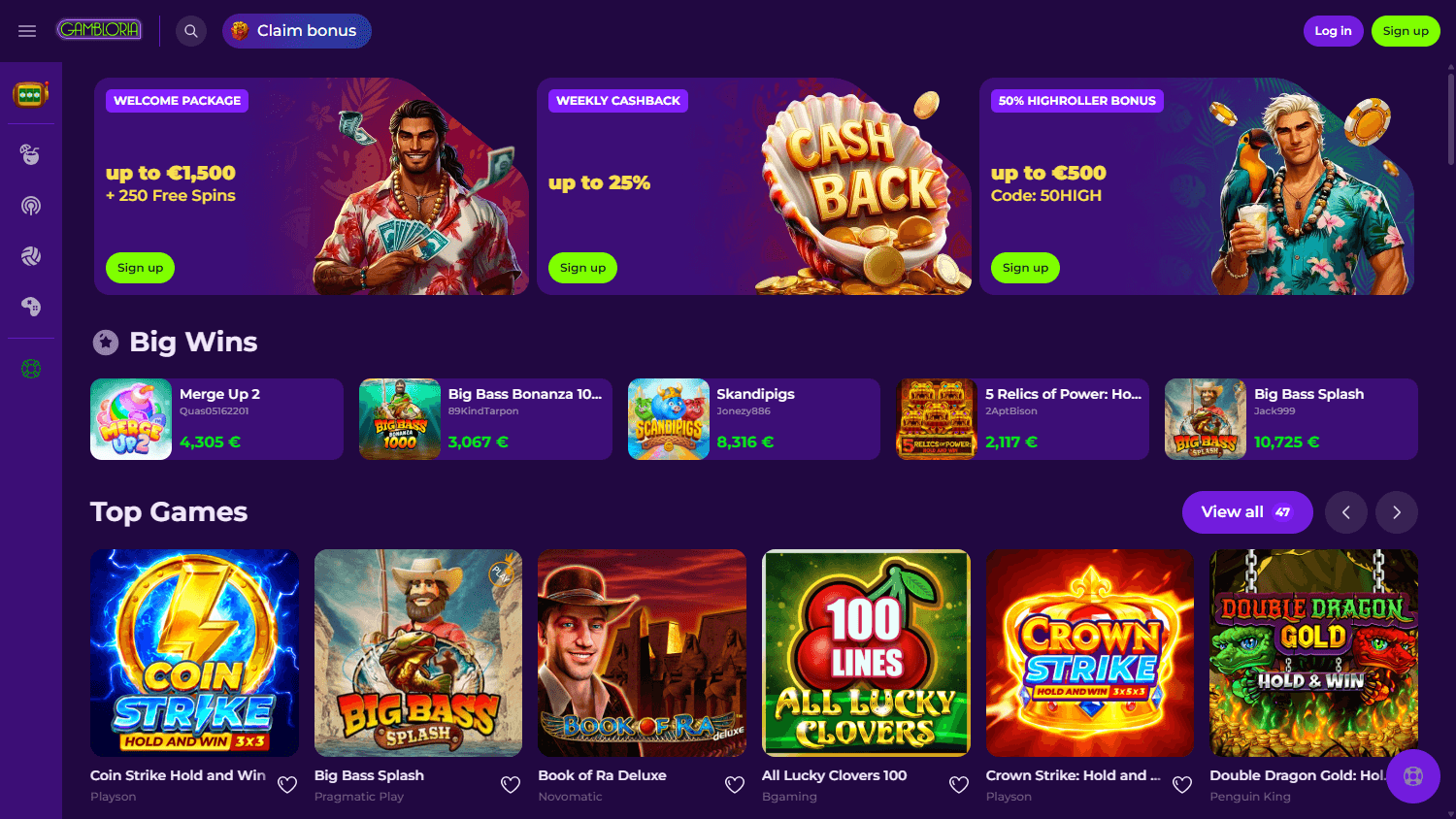 gambloria_casino_homepage_desktop