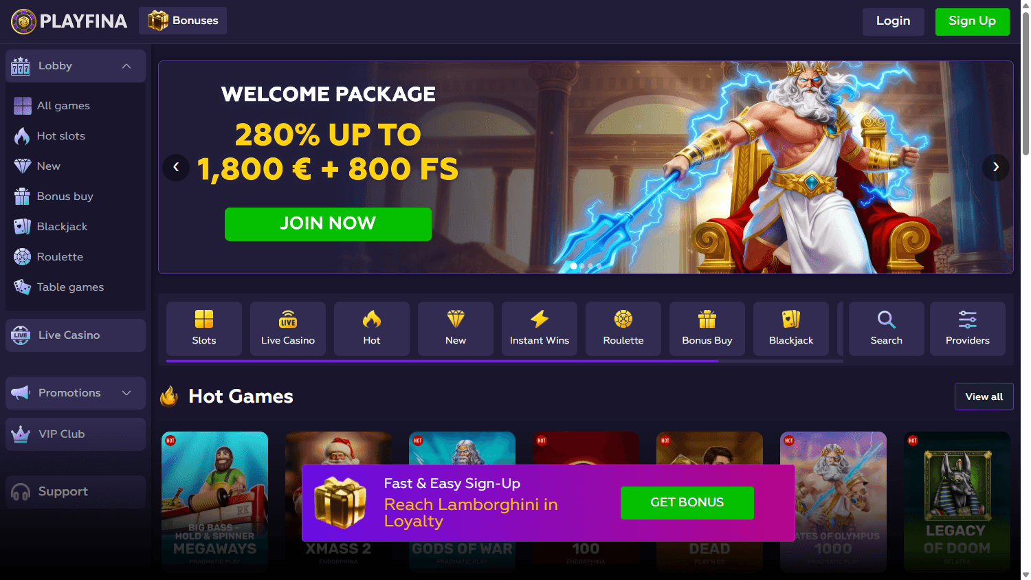 playfina_casino_homepage_desktop