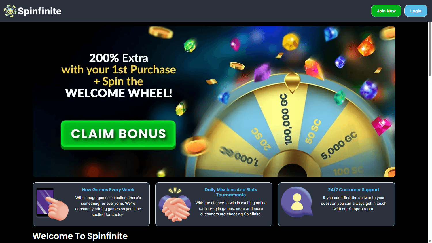 spinfinite_casino_homepage_desktop