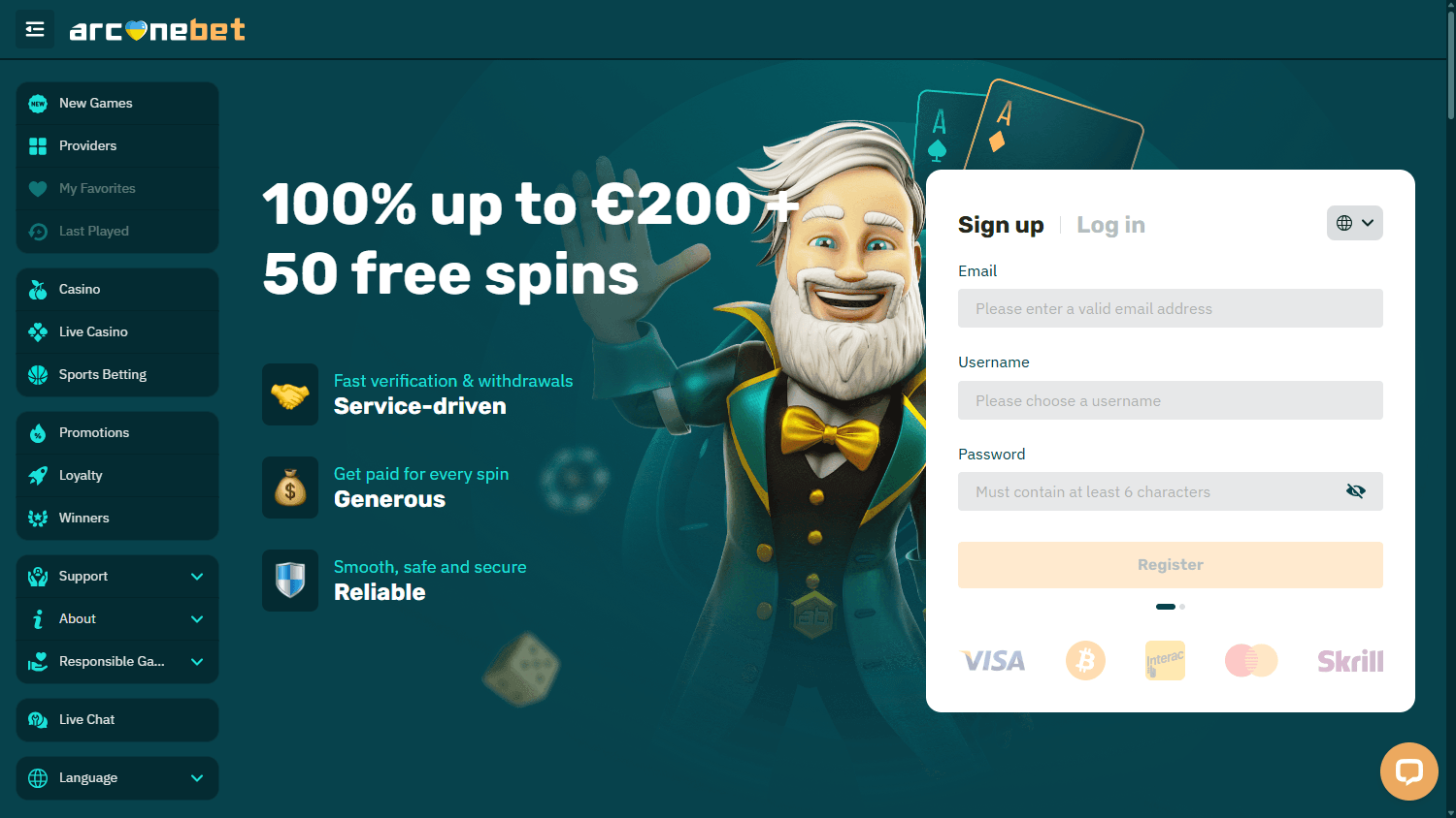 arcanebet_casino_homepage_desktop