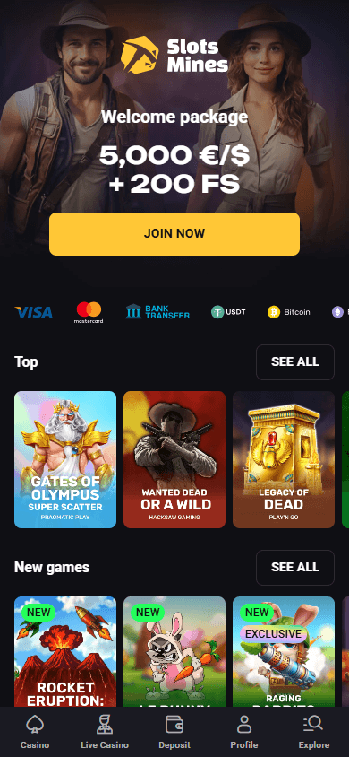 slotsmines_casino_homepage_mobile