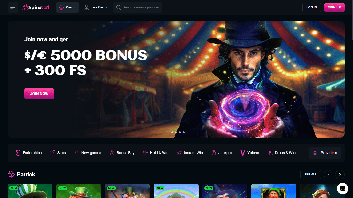 spinsup_casino_homepage_desktop