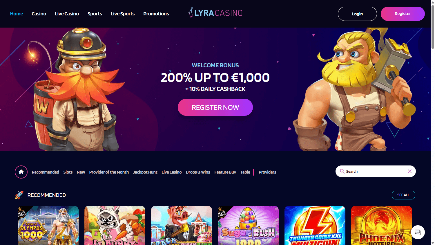 lyracasino_homepage_desktop