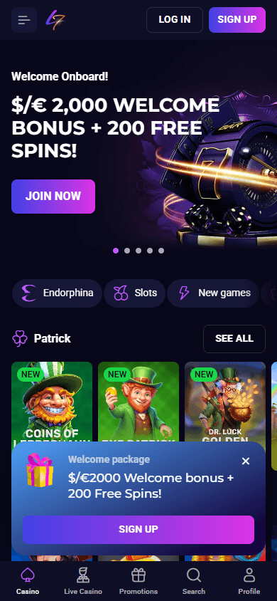 Lucky7even_Casino_homepage_mobile