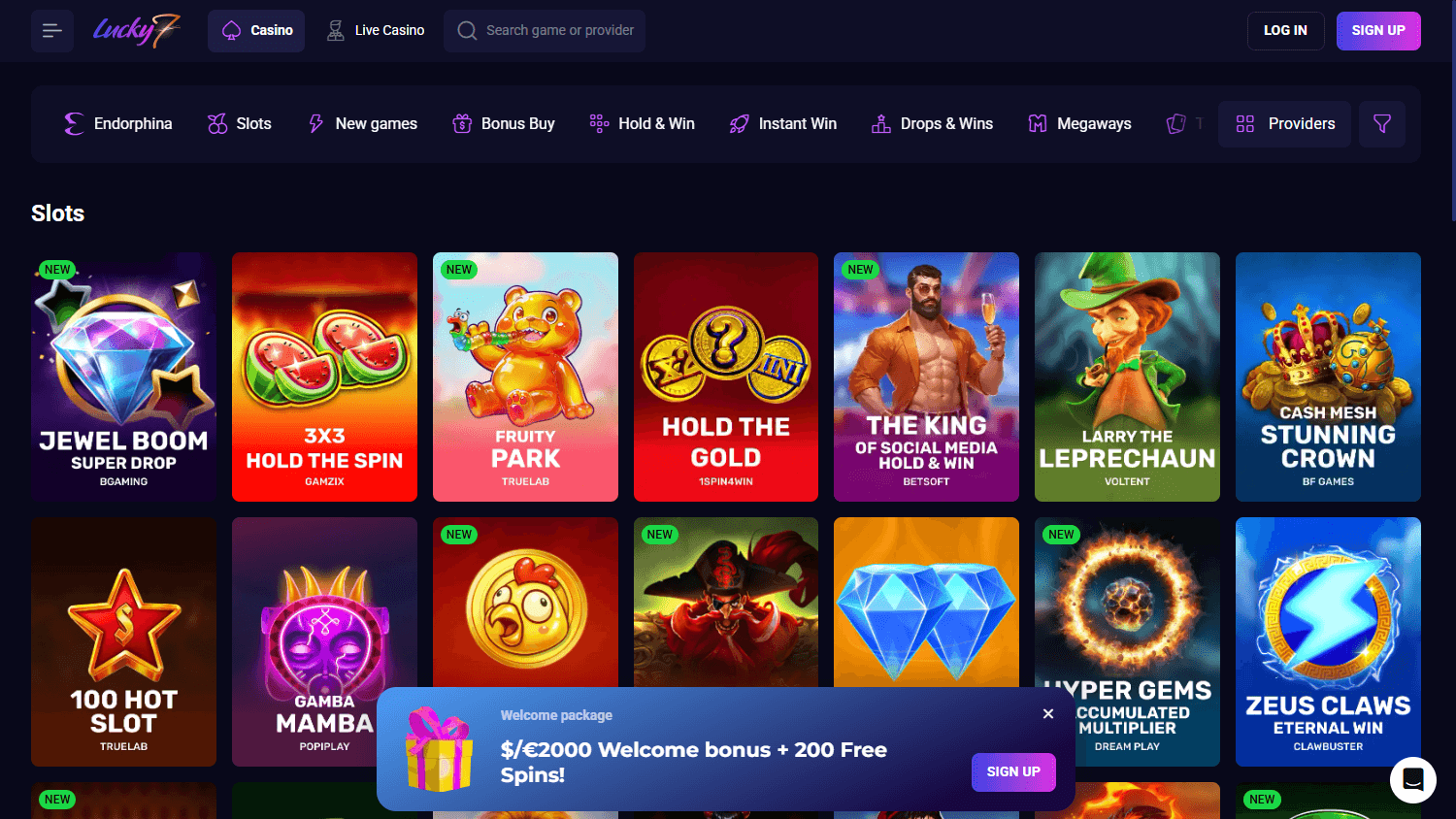 Lucky7even_Casino_game_gallery_desktop