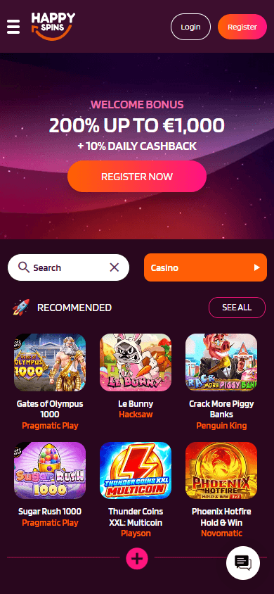 happyspins_casino_homepage_mobile
