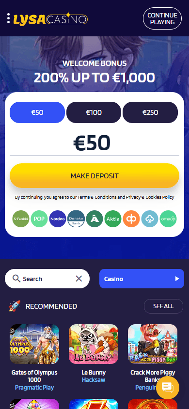 lysacasino_homepage_mobile