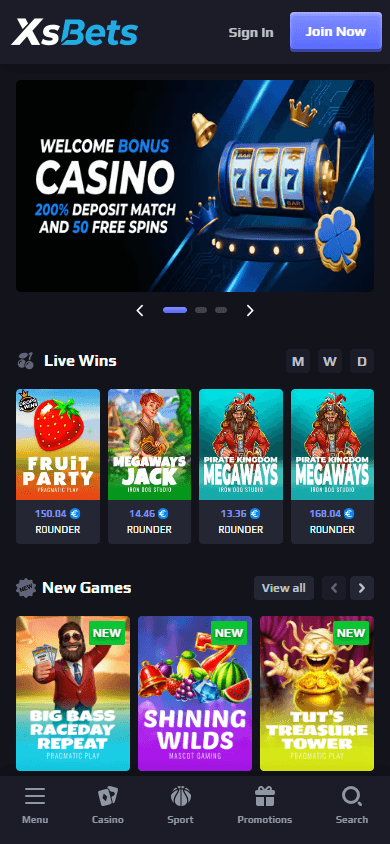 xsbets_casino_homepage_mobile