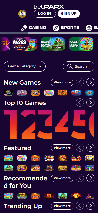 betparx_casino_pa_homepage_mobile