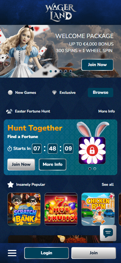 wagerland_casino_homepage_mobile
