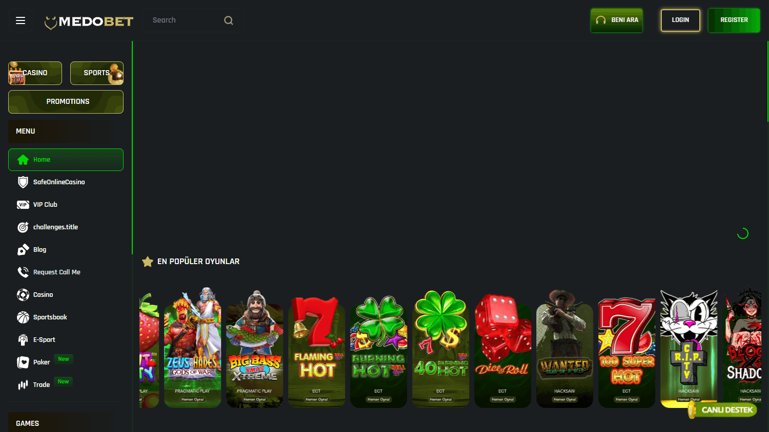 medobet_casino_homepage_desktop