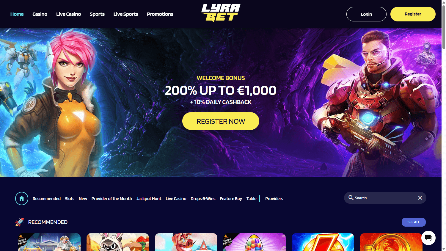 lyrabet_casino_homepage_desktop