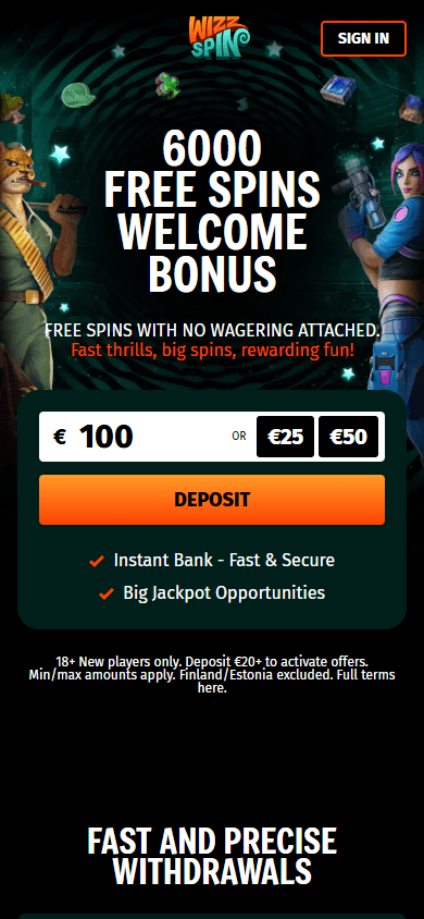 Wizz_Spin_Casino_homepage_mobile