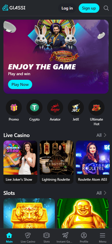 Glassi_Casino_homepage_mobile