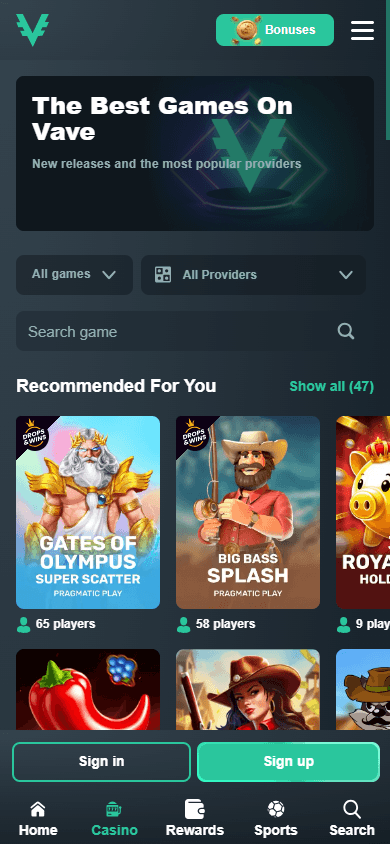 Vave_Casino_game_gallery_mobile