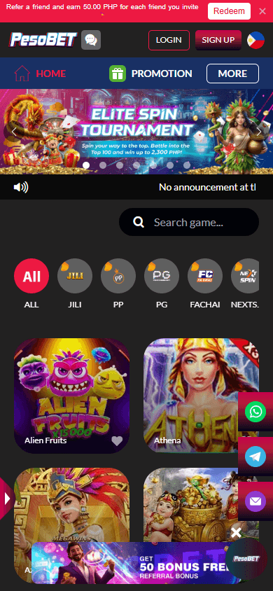 pesobet_casino_homepage_mobile