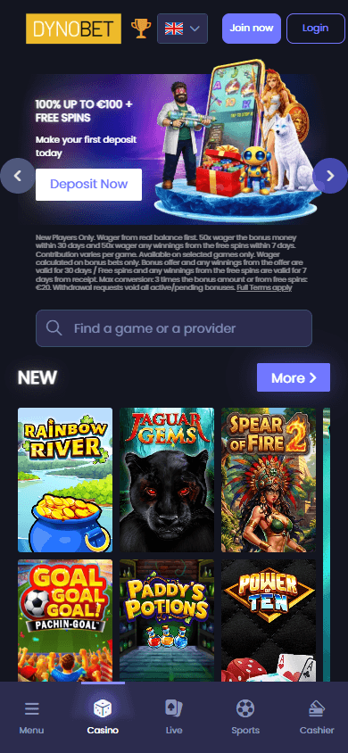 DynoBet_Casino_homepage_mobile