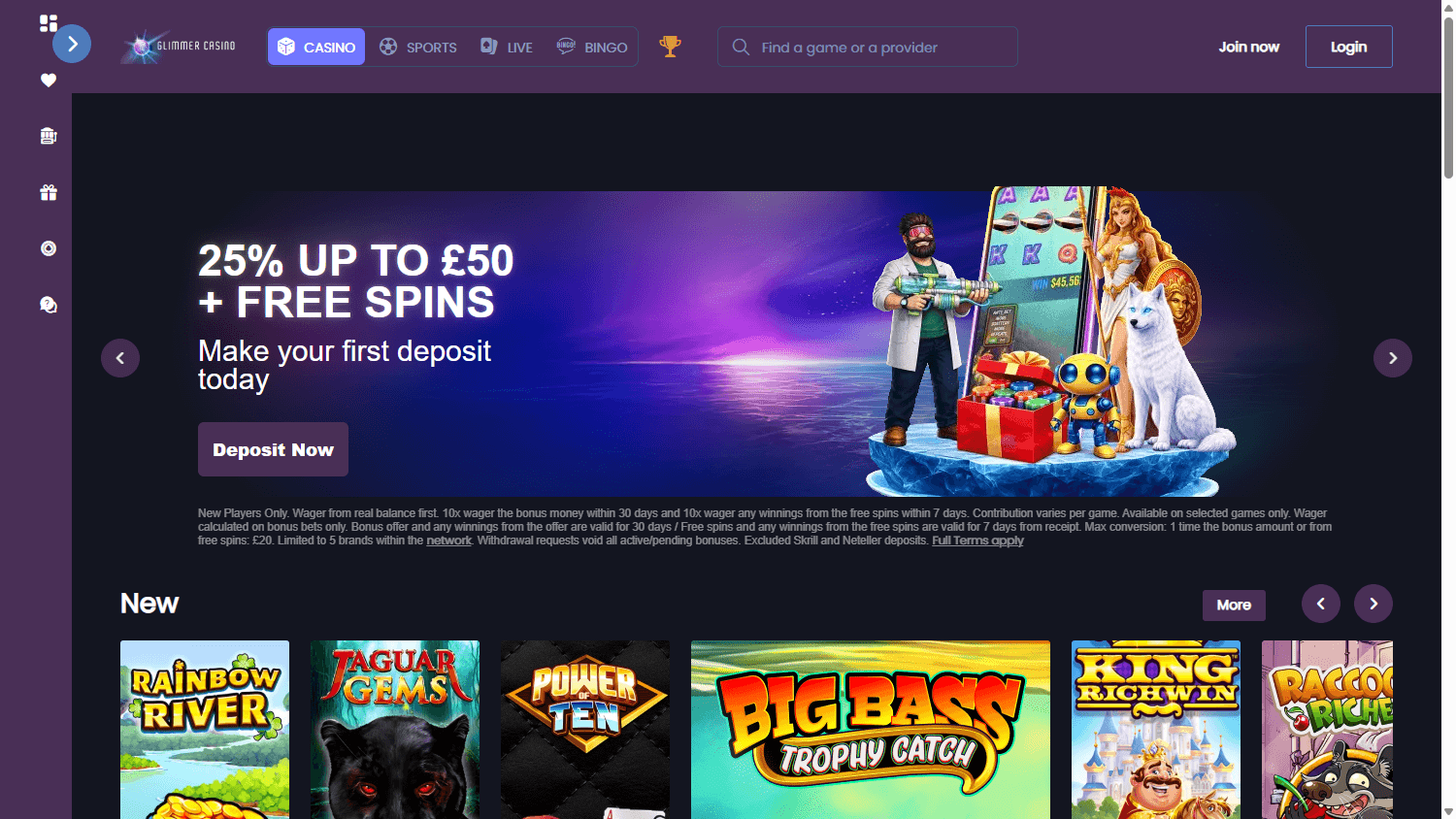 Glimmer_Casino_homepage_desktop