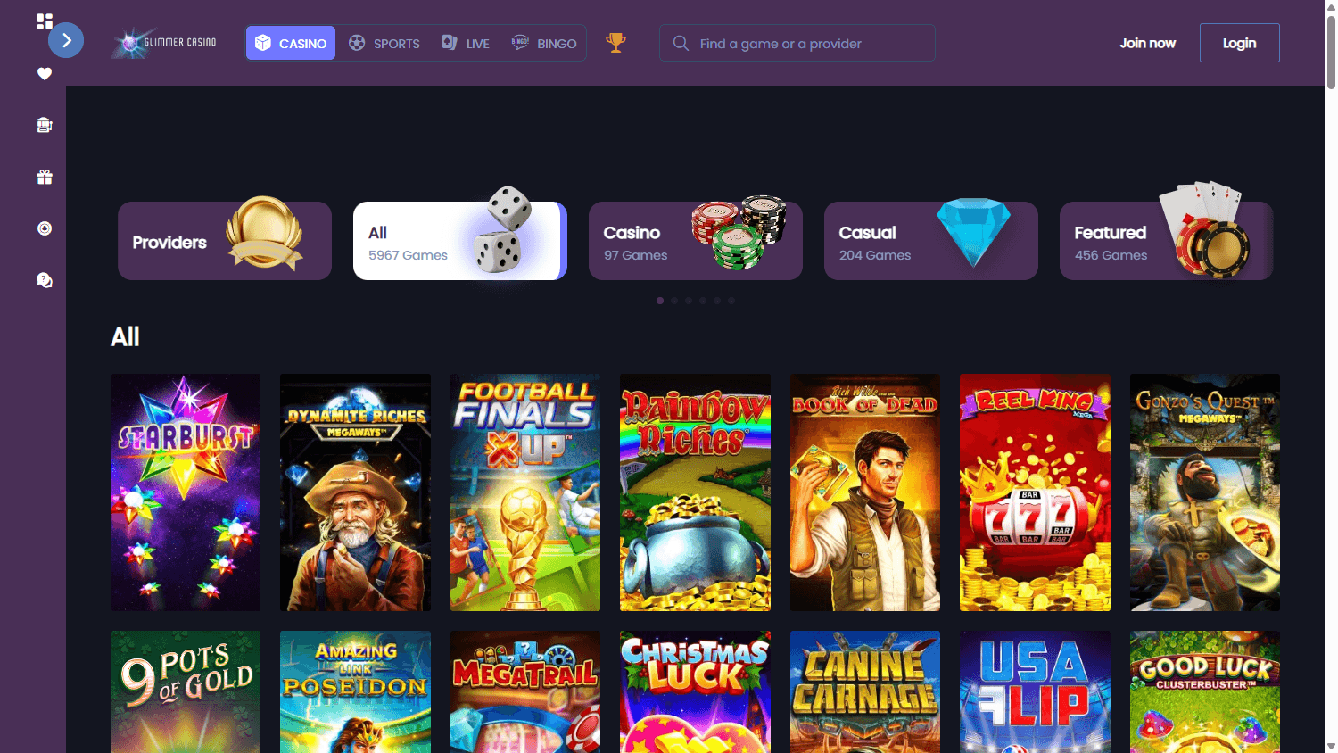 Glimmer_Casino_game_gallery_desktop