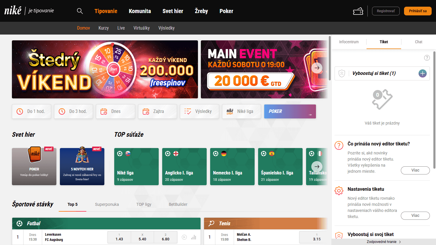 Niké_Casino_homepage_desktop