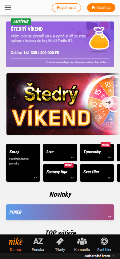 Niké_Casino_homepage_mobile