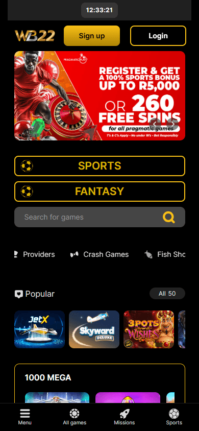Wanejo_Bets_Casino_homepage_mobile