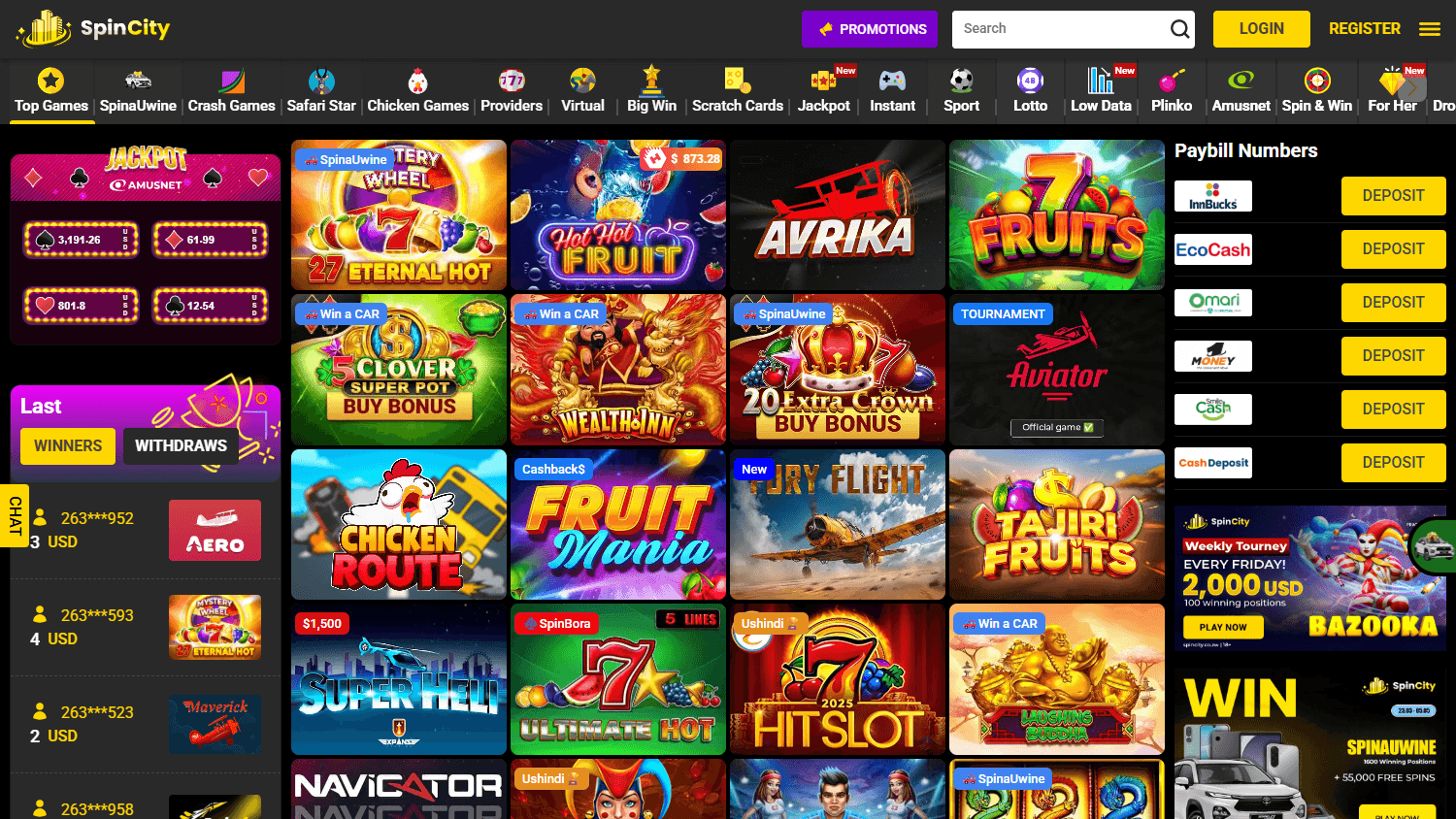 SpinCity_Casino_ZW_homepage_desktop