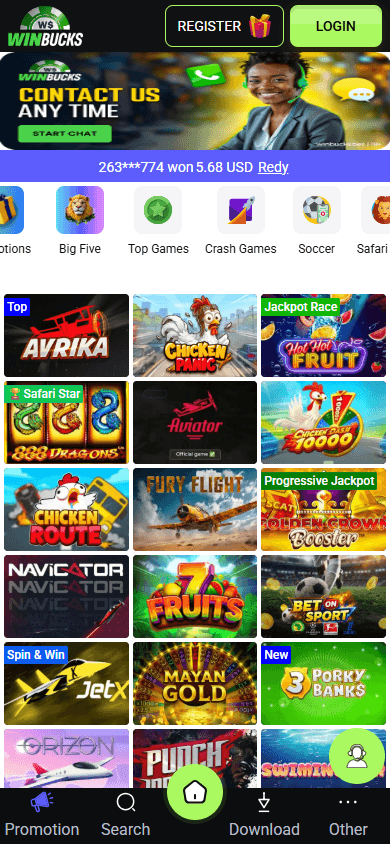 Winbucks_Casino_homepage_mobile