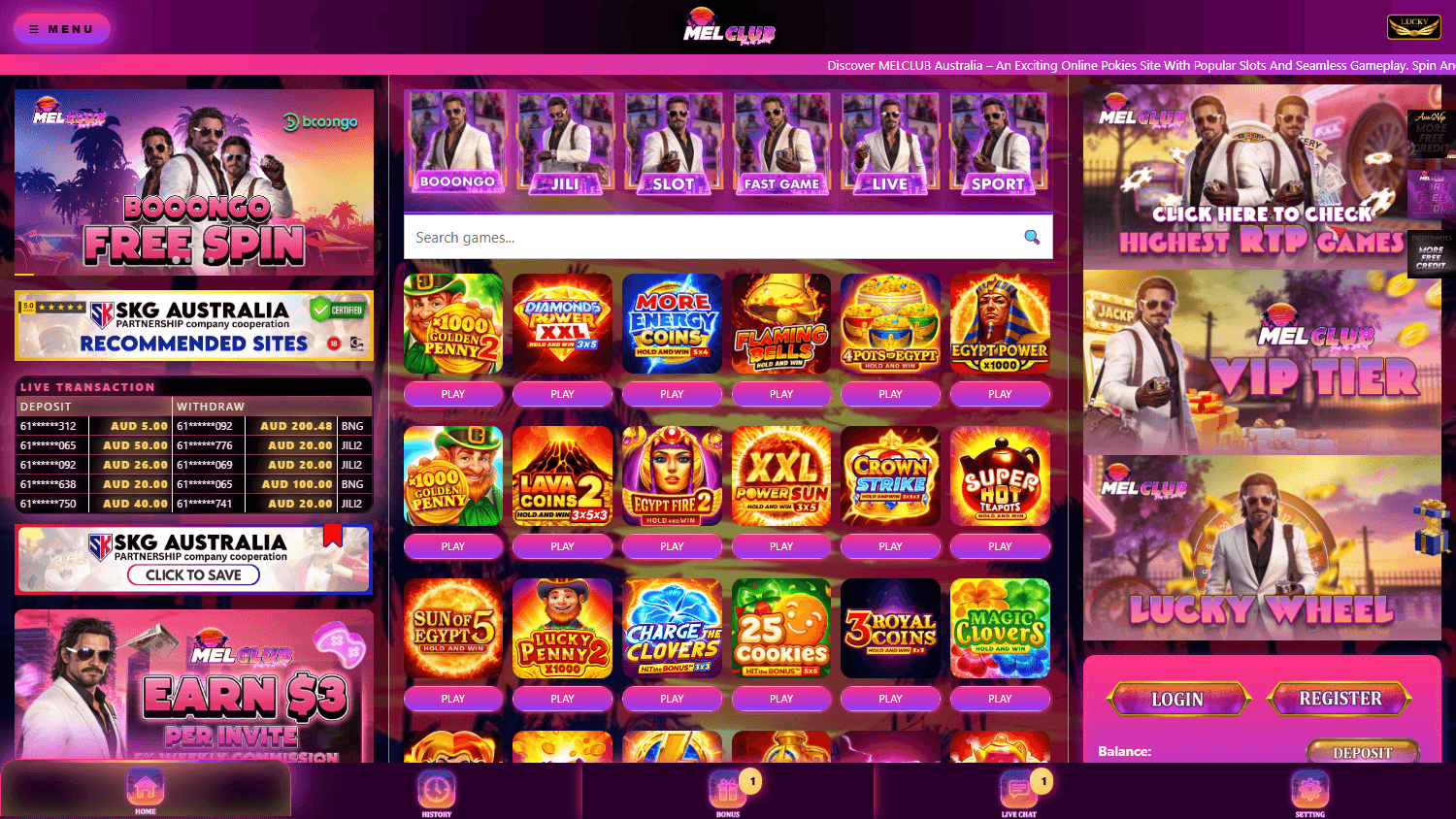 Melclub_Casino_homepage_desktop