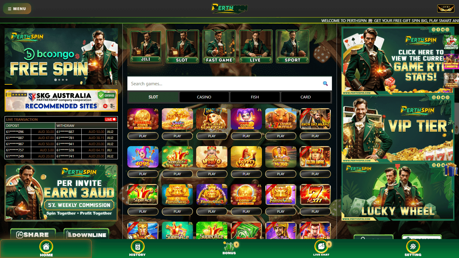 PerthSpin_Casino_homepage_desktop