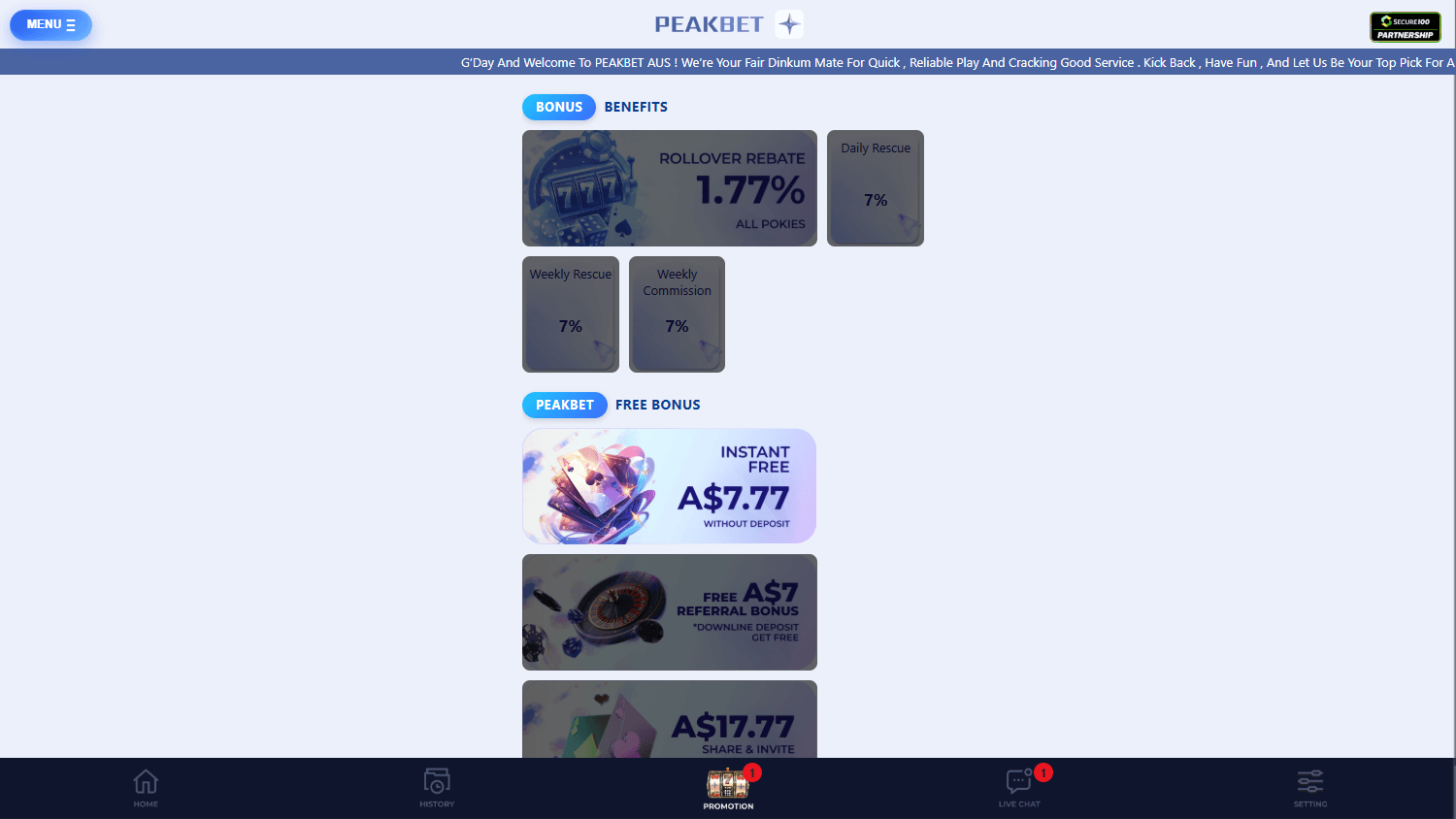 PEAKBET_Casino_promotions_desktop