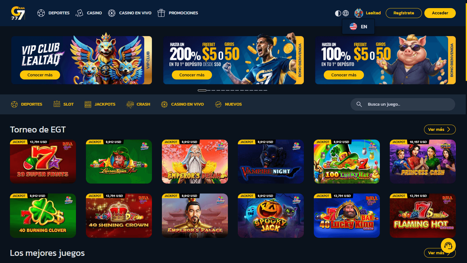 Gana777_Casino_SV_homepage_desktop
