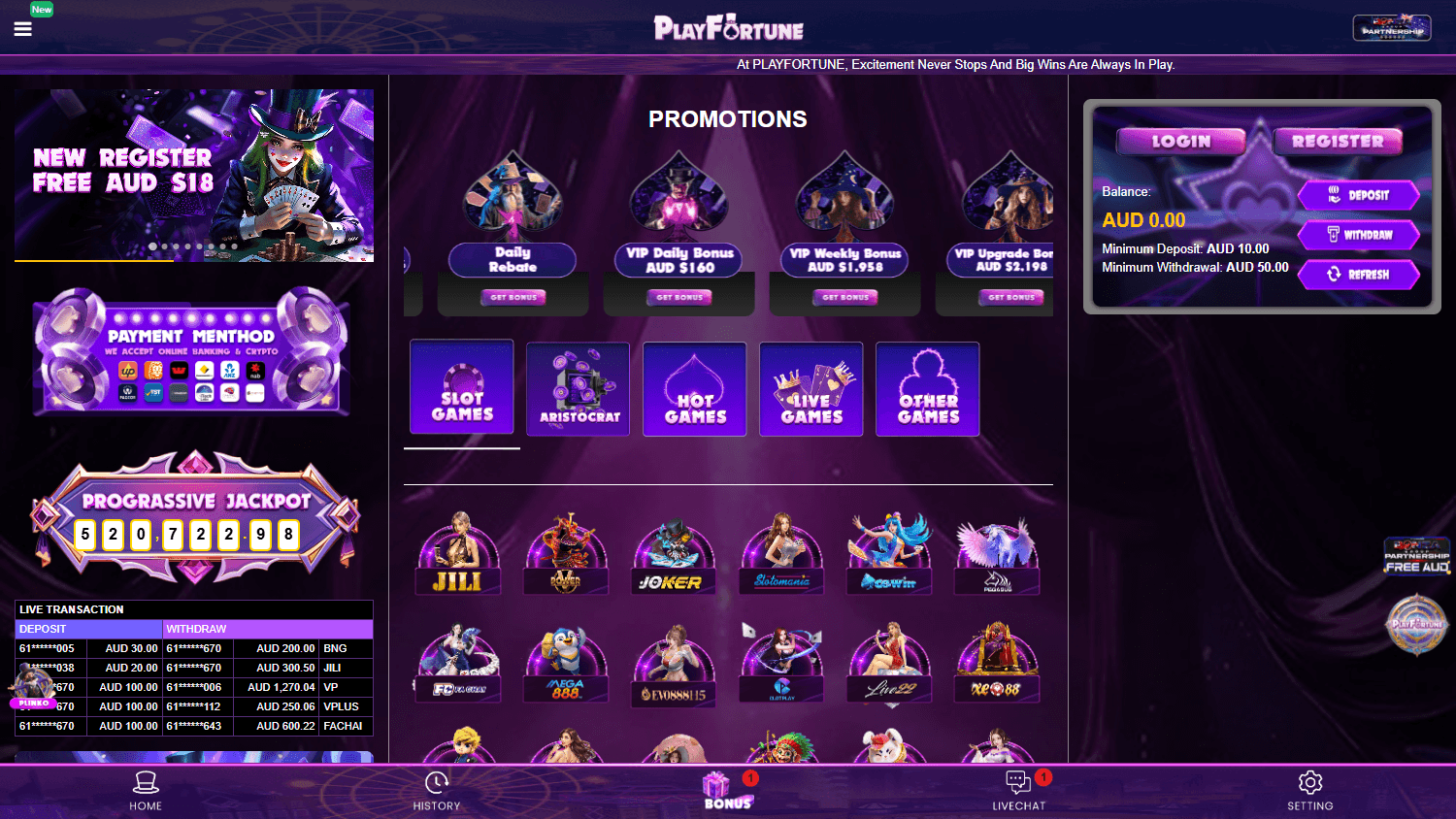 playfortune_casino_homepage_desktop