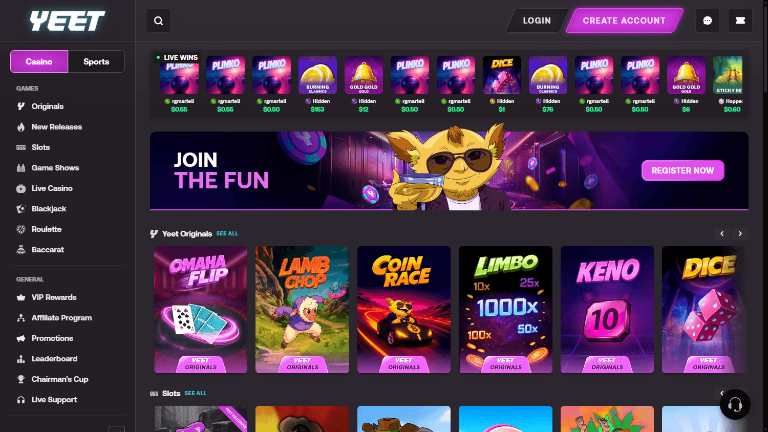yeet_casino_homepage_desktop