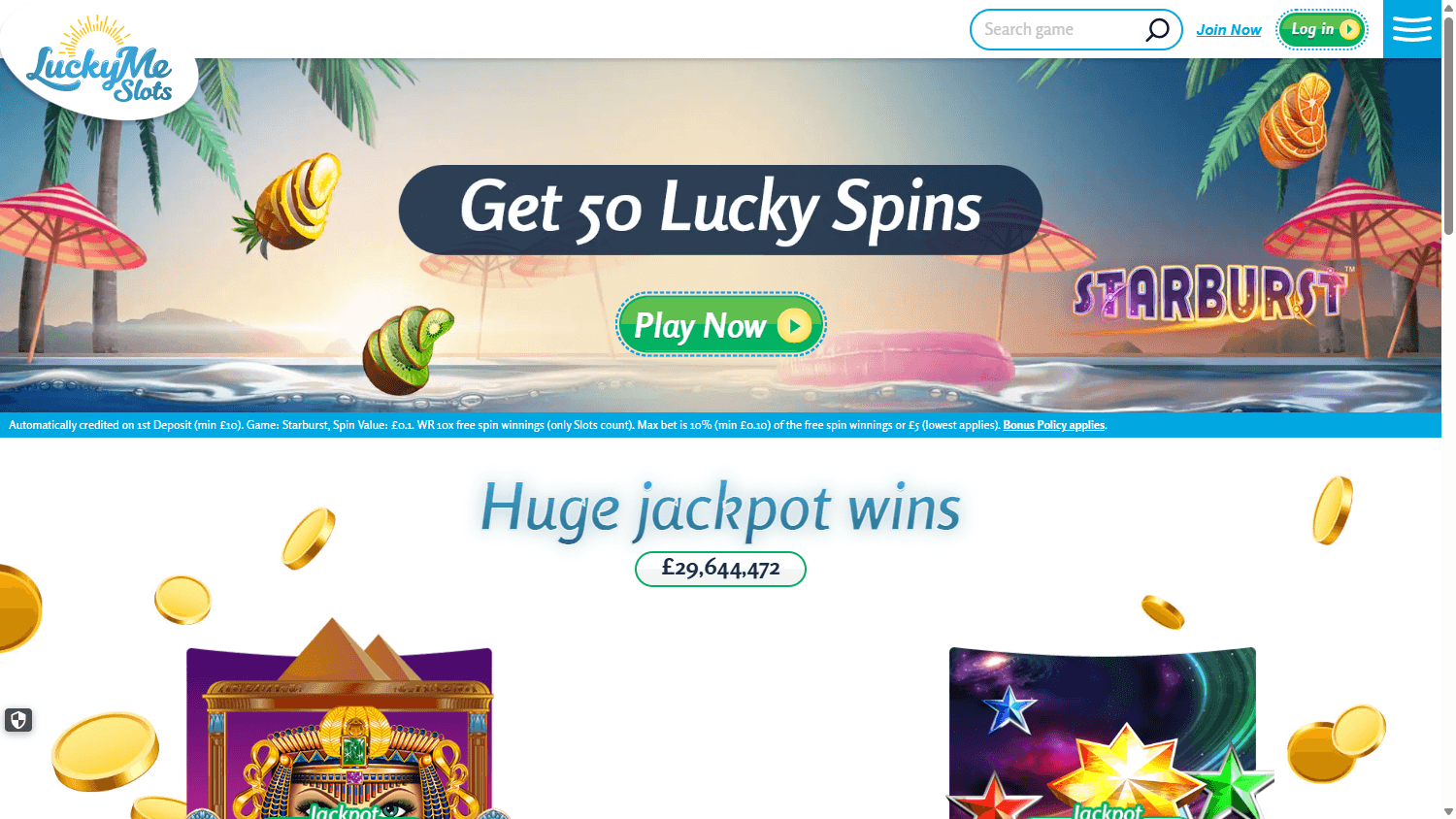 LuckyMe_Slots_Casino_UK_homepage_desktop