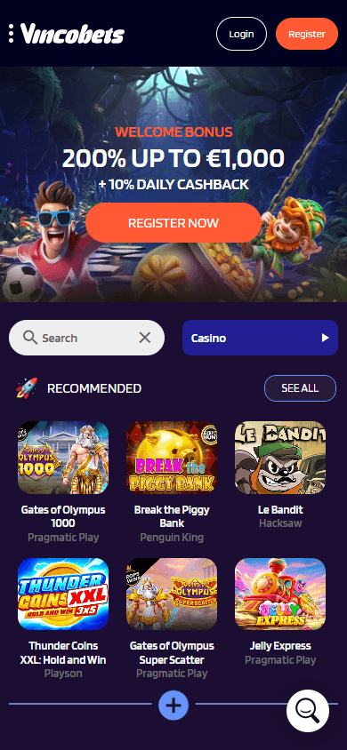 Vincobets_Casino_homepage_mobile