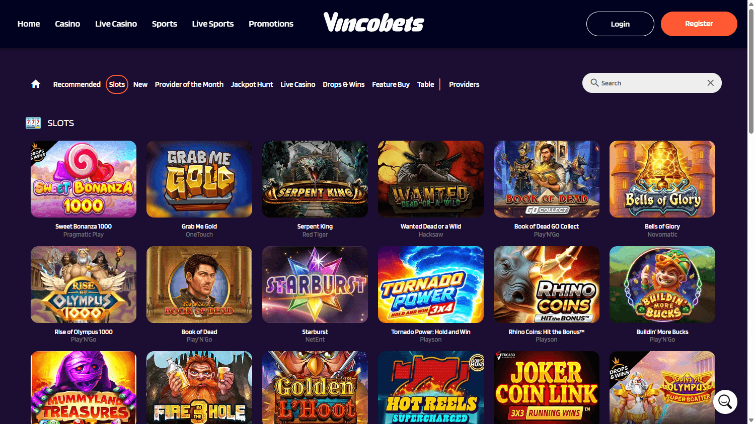 Vincobets_Casino_game_gallery_desktop